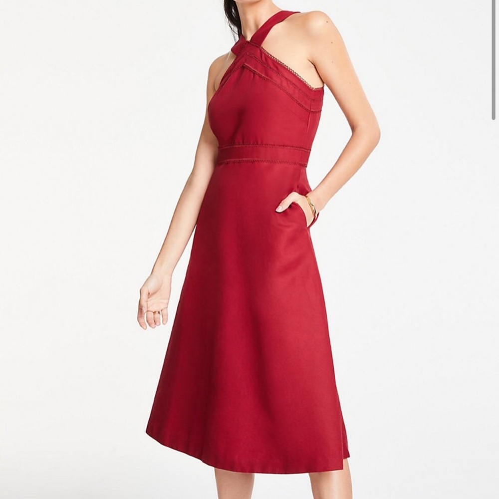 Ann Taylor Halter Midi Flare Dress